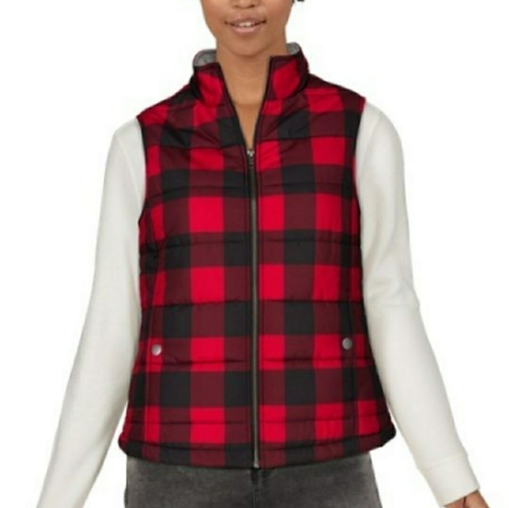 NATURAL REFLECTIONS Quilted Plaid Vest Siz…